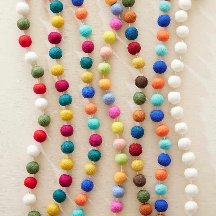 TARULATA Boho Eco Felt Ball Pompom Garland 200cm