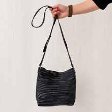 THAILO Woven Cotton Leather Cross Body Bag Purse Black Stripe