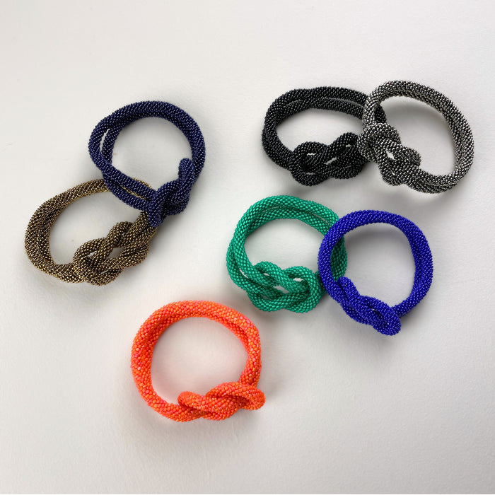 TISHA Handmade Glass Bead Knot Tube Bracelet