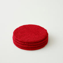 TOLA Handmade Eco Felt Coaster Vase Mat 4pc Set Berry Red