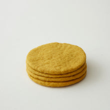 TOLA Handmade Eco Felt Coaster Vase Mat 4pc Set Mustard Yellow