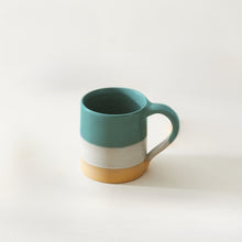 YALU Part Glazed Three Tone Ombre Stoneware Mug Sea Glass Green