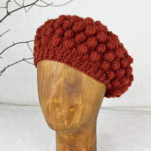 URJITA Quirky Boho Bobble Knit Wool Beret Hat