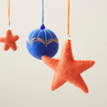 NAINA Embroidered Eco Beaded Felt Bauble Art Deco Set 3 Vivid
