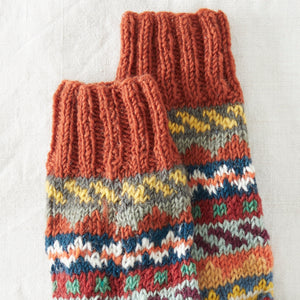 BHAWANA Fair Isle Handknit Waste Wool Legwarmers