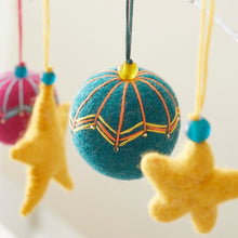 NAINA Embroidered Eco Beaded Felt Bauble Art Deco Set 3 Rich