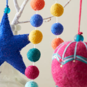 UTSHA Boho Mini Felt Ball Pompom Garland 200cm