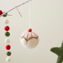 NAINA Embroidered Eco Beaded Felt Bauble Art Deco Set 3 Christmas