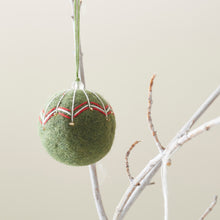 NAINA Embroidered Eco Beaded Felt Bauble Art Deco Set 3 Christmas