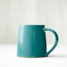 DIBAS Handmade Glazed Stoneware Large Conical Mug Teal Green