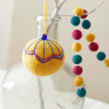 NAINA Embroidered Eco Beaded Felt Bauble Art Deco Set 3 Rich