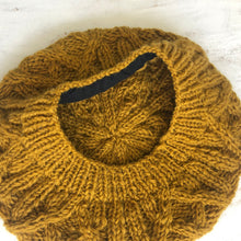 HEMANTA Cable Handknit Wool Jersey Lined Beret Hat