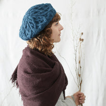 HEMANTA Cable Handknit Wool Jersey Lined Beret Hat