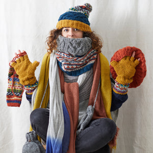 GUPTA Knit Wool Lined Mitten Fingerless Gloves