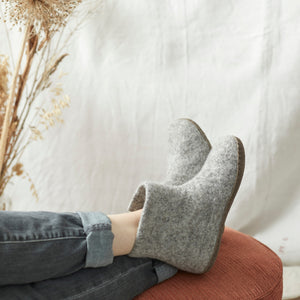 BIDI Handmade Felt Unisex Slipper Boot Suede Sole