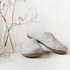 MITA Handmade Eco Felt Mule Slippers Suede Sole