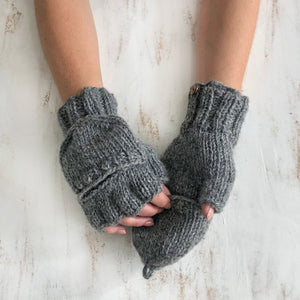 GUPTA Knit Wool Lined Mitten Fingerless Gloves