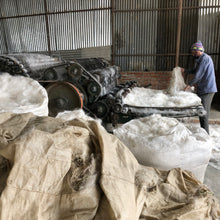 Banana fibre processing machine used for vegan banana yarn production in Nepal