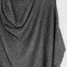 RISI Luxury Soft Fine Knit Merino Cowl Poncho Charcoal Grey