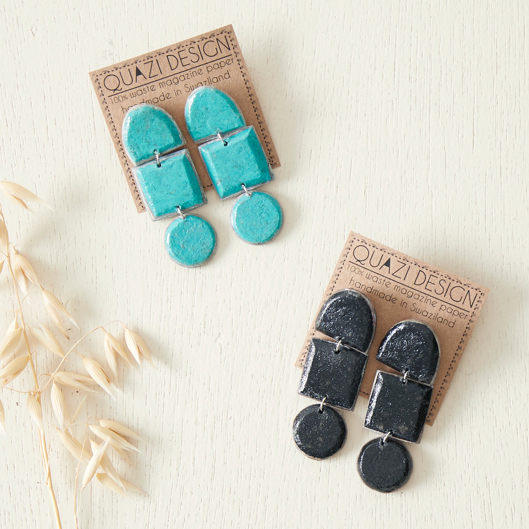 LINDIWE Eco Recycled Paper Chunky Dangle Earrings AURA QUE