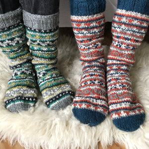 ANEKA Fair Isle Wool Jersey Lined Slipper Socks