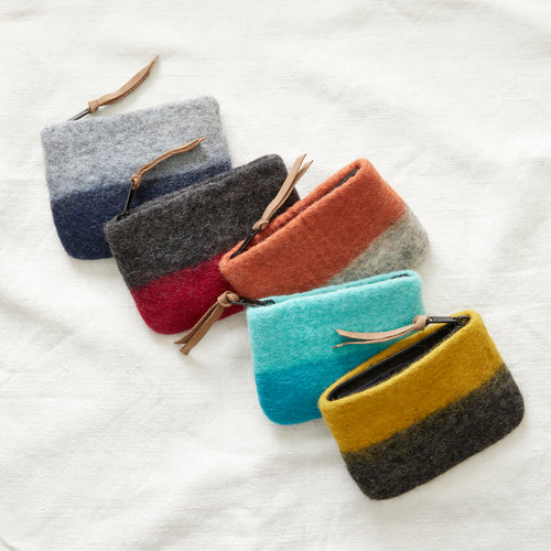 LILA Handmade Felt Ombre Two Tone Zip Purse