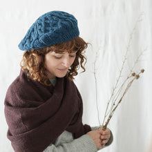 HEMANTA Cable Handknit Wool Jersey Lined Beret Hat