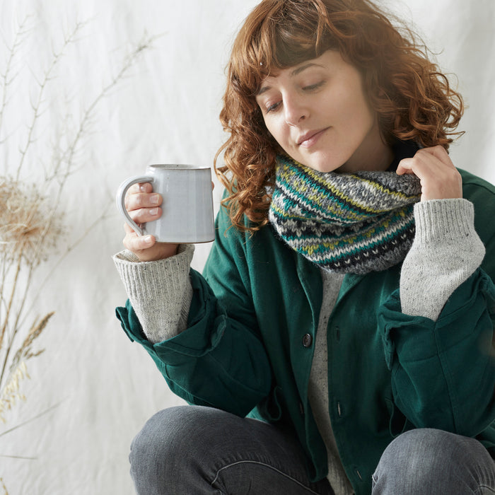 HIRA Fair Isle Knit Wool Lined Neckwarmer Scarf