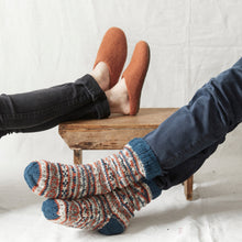 ANEKA Fair Isle Wool Jersey Lined Slipper Socks