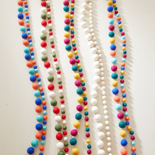 TARULATA Boho Eco Felt Ball Pompom Garland 200cm