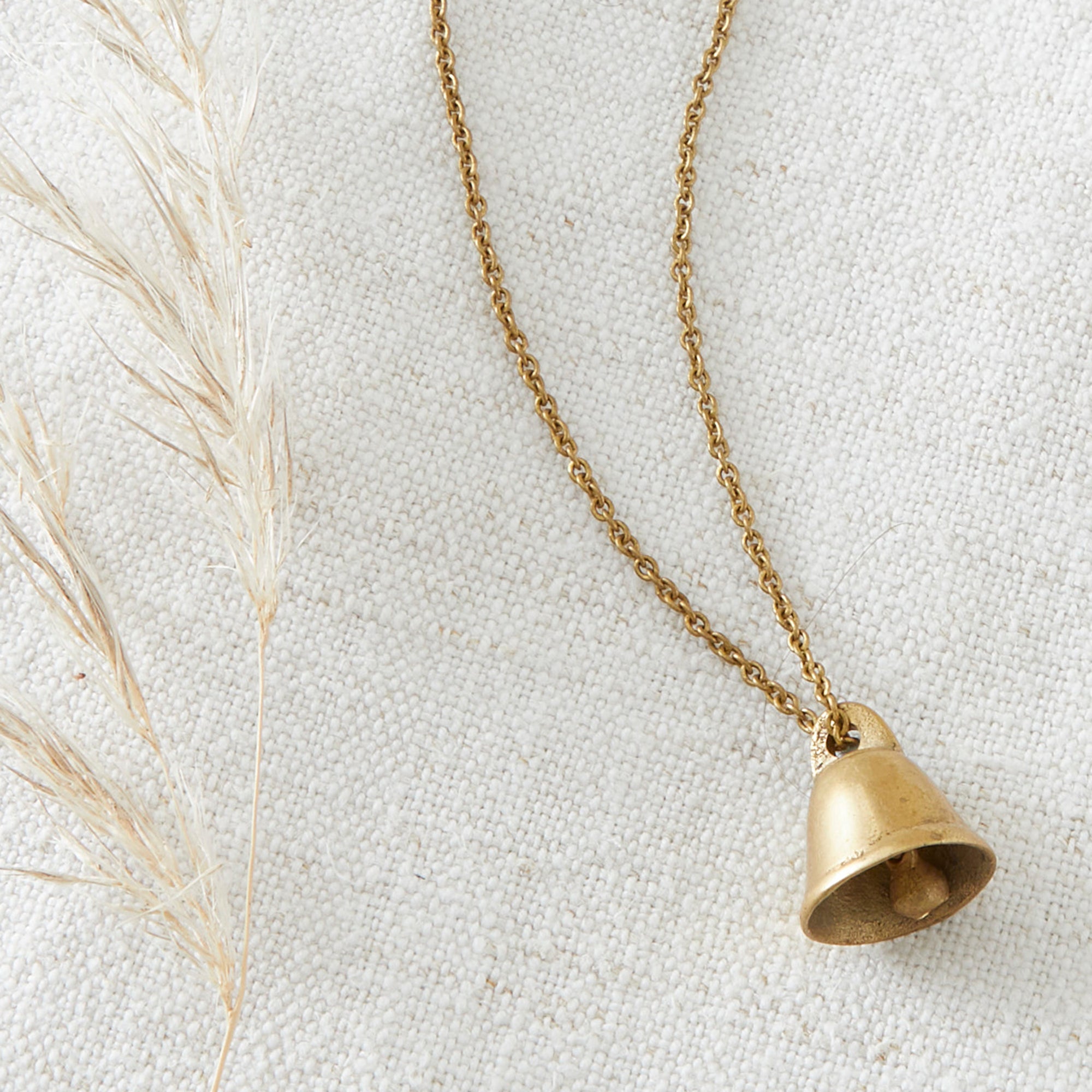 RANI Handmade Quirky Brass Bell Pendant Necklace AURA QUE
