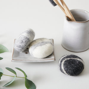 SANO Wool Felted Soap Marble Pebble 3pc Gift Set