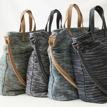 OMA Woven Cotton Leather Double Handle Handbag